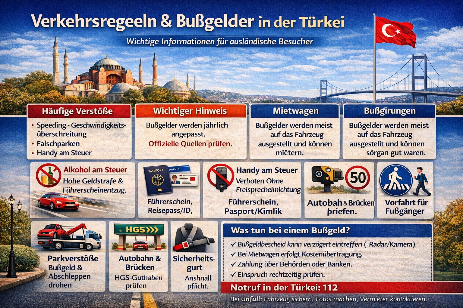 Verkehrsregeln & Bußgelder in der Türkei 2026